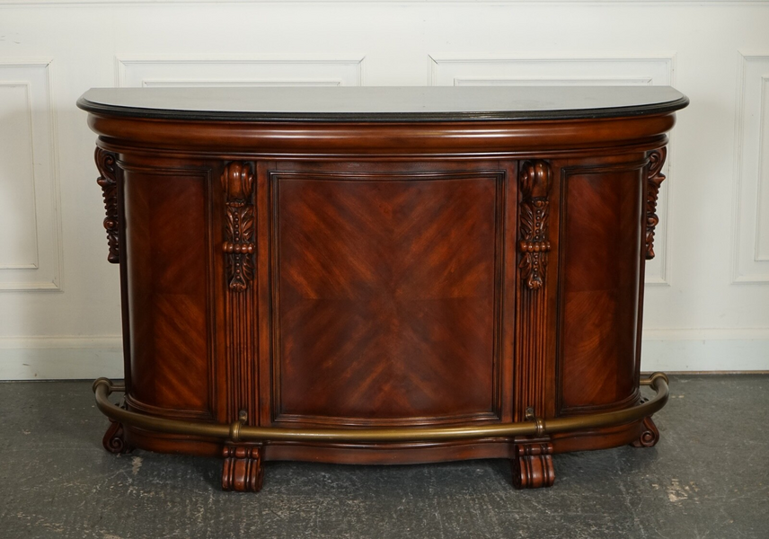 Stunning Howard & Miller Style American Bar With Granite Top & Pair Of Barstools photo furniture