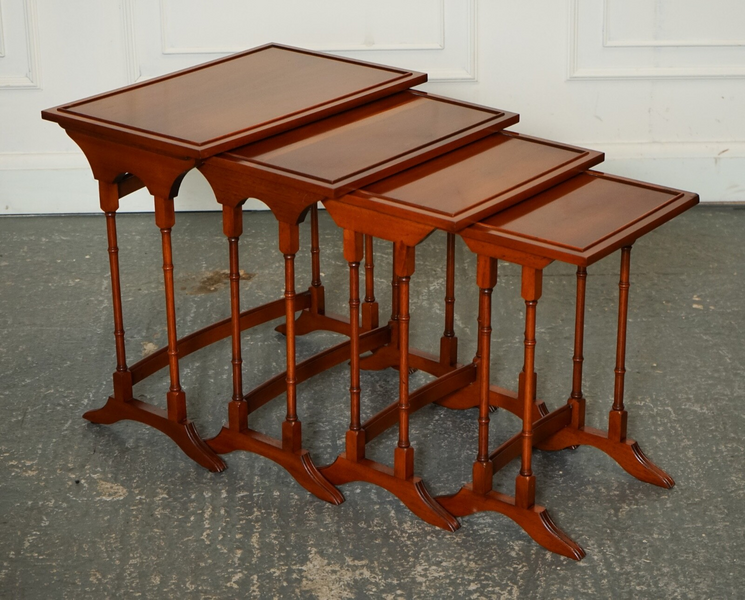 Bevan Funnell Yew Wood Faux Bamboo Nest Of Four Tables photo furniture