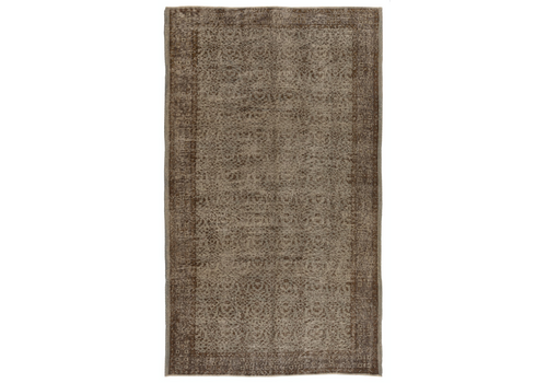 5.7x9 Ft Mid Century Floral Patterned Rug In Gray & Brown, Handknotted In Turkey
