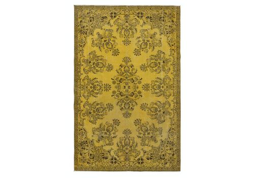 7x11.2 Ft Decorative Yellow Color Handmade Turkish Rug With Floral Garden Design