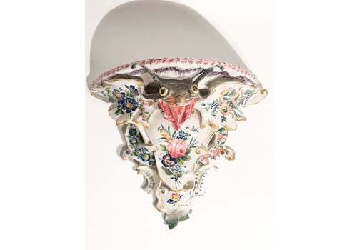 Gbv Nove Ceramic Shelf With Hand Painted Fair 19th Century