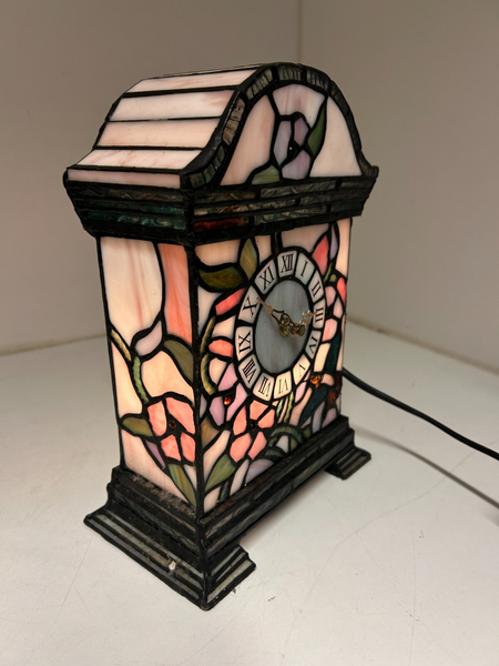 Tiffany Style Clock Lamp Height 26.5cm Width 18cm Depth 11cm photo furniture