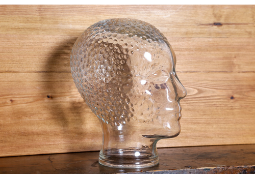 Glass Mannequin Head Vintage 70s 80s Transparent Glass Hat Display Stand