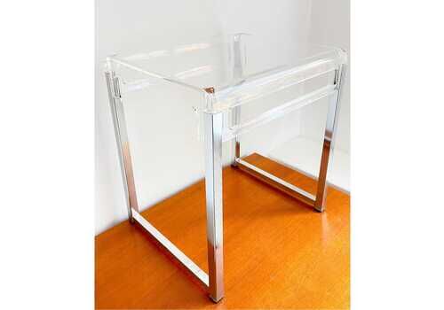 Vintage Side Table Designed By Marc Berthier – Exceptional Find – Clear Acrylic And Chrome – 60/70s – Prisunic