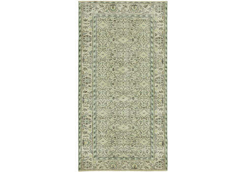 Handmade Beige Turkish Vintage Area Rug 111 Cm X 212 Cm