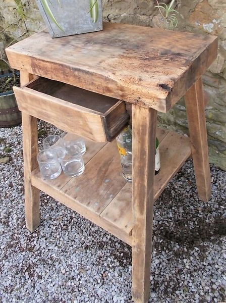 Small Workbench Vintage Industrial Work Table Kitchen Side Table