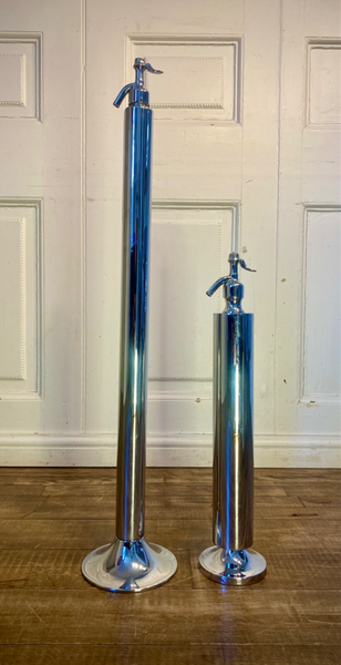 2 X Vintage Chrome Tall Column Soda Syphons. photo Home Decor