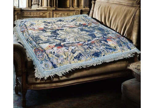 An Early 20th Century Large Silk Bed Spread Decorated With Middle Eastern Scenes