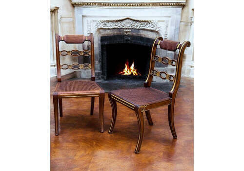 Pair Of Regency Style Side Chairs, Hall Chairs, Library Chairs