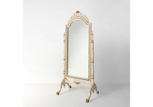 Mid Century Baroque Style Wooden Standing Dressing Mirror, France, 1950s