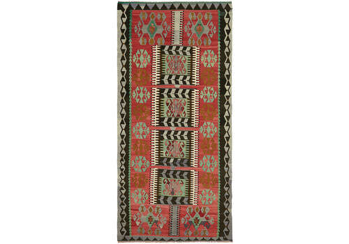 Handmade Multicolor Oriental Kilim Rug 177 Cm X 352 Cm