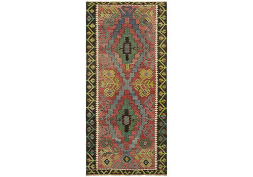 Handmade Multicolor Oriental Kilim Rug 143 Cm X 300 Cm