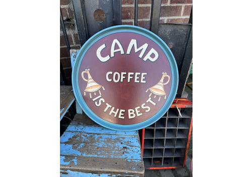Original Large Vintage Tray Hand Painted Camp Coffee Themed