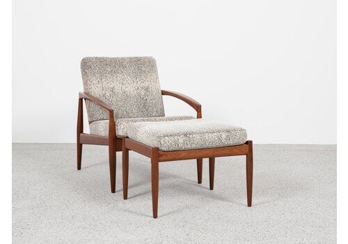 Midcentury Danish Paper Knife Chair And Ottoman In Teak By Kai Kristiansen For Magnus Olesen 1960s