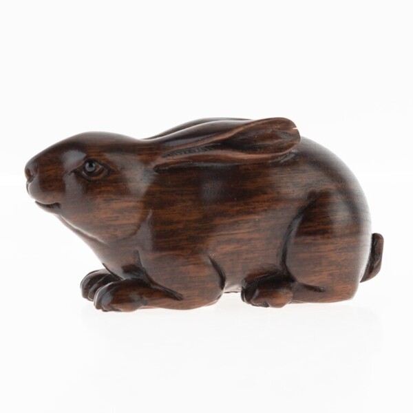 Signed Japanese Netsuke Rabbit | Vinterior