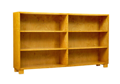 Swedish Mid Century Birch Low Open Bookcase