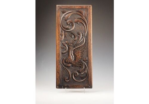 Antique 17th Century English Oak Carved Panel With Griffin Motif – Wall Decoration C.1640