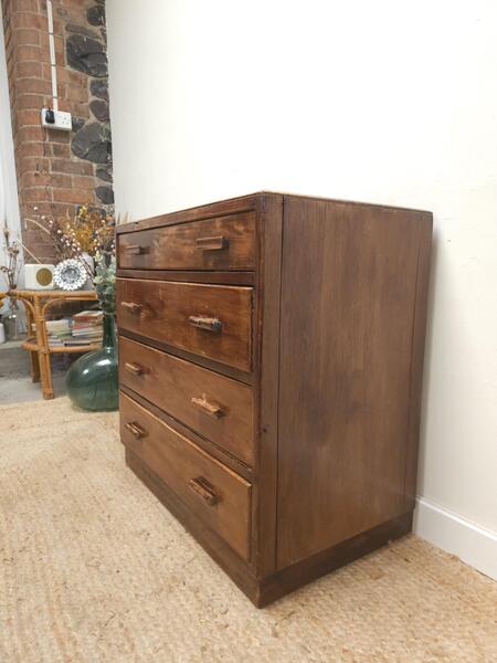 Mid Century Chest Of Drawers Oak Beautiful Shape And Retro Features Utlity Style Small Rustic Style Delivery photo furniture