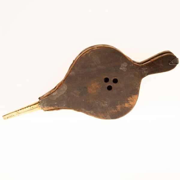 Antique Brass Fireplace Bellows With Putti photo furniture