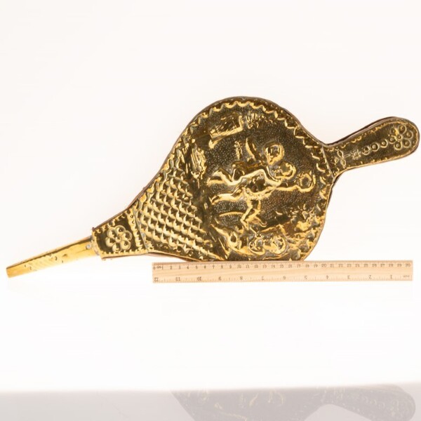 Antique Brass Fireplace Bellows With Putti photo Home Fixtures