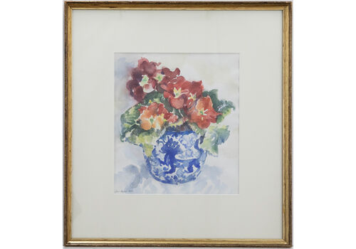 Ivor Hayes (B.1916)   Framed 20th Century Watercolour, Potted Primrose