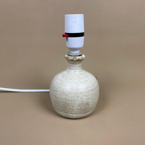 Vintage Ceramic Pottery Lamp Small Tiny Cream With Brown Speckled Finish Round Table Lamp Side Light photo furniture