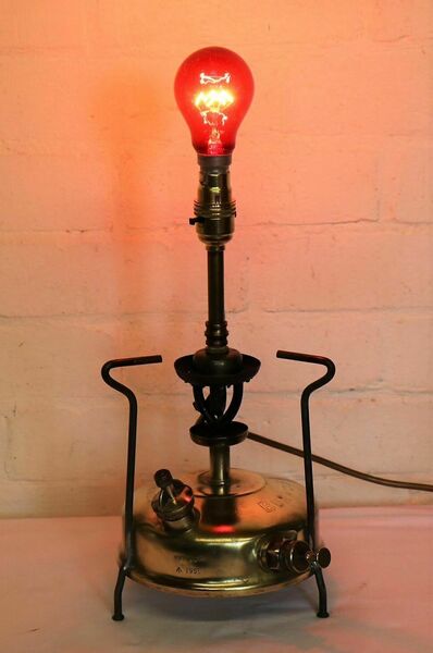 Table Lamp A Converted Military Burmos Mod Primus Stove Lamp 1955 With Markings photo furniture