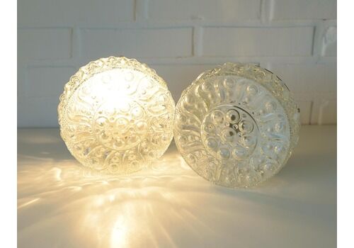 Vintage Sconce / Set Of 2 Flush Mount Lights / Wall Lamps / Bubble Glass / Ceiling Light / Yugoslavia Lighting 1970