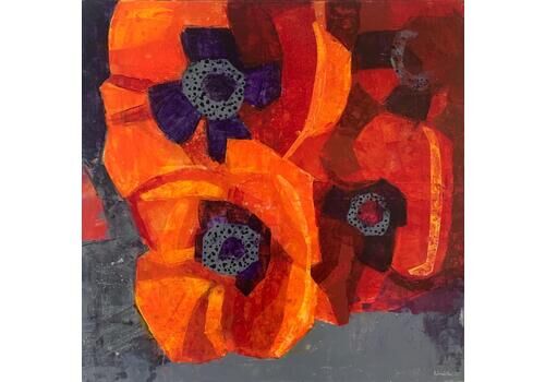 Anna Masiul Gozdeckaorange Poppies. Contemporary Abstract & Figurative Painting Acrylic, Polish Art2023