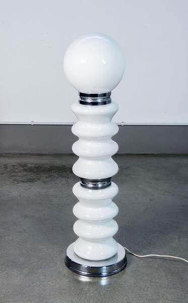 Carlo Nason Design Floor Lamp Made Of Glass And Chrome Metal, With Three Lumens photo furniture