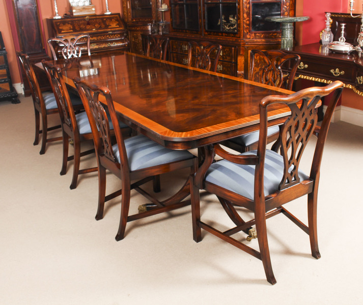 Vintage 10ft Twin Pillar Dining Table 8 Chairs By Rackstraw 20th C Vintage 10ft Twin Pillar Dining Table 8 Chairs By Rackstraw 20th C