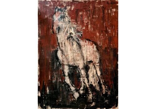 Equestrian Portrait, G Ville, French Mid Century Oil On Canvas  (1962)