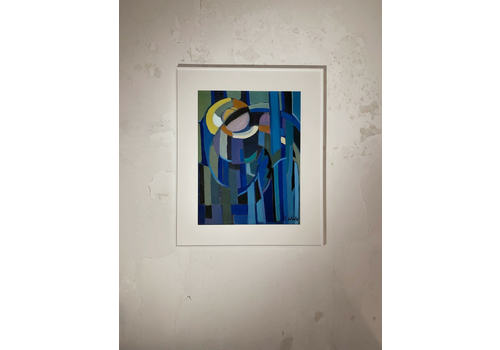 1950 E. Whisle 2/2 Gouache Abstract Expressionist Painting Free Cubist