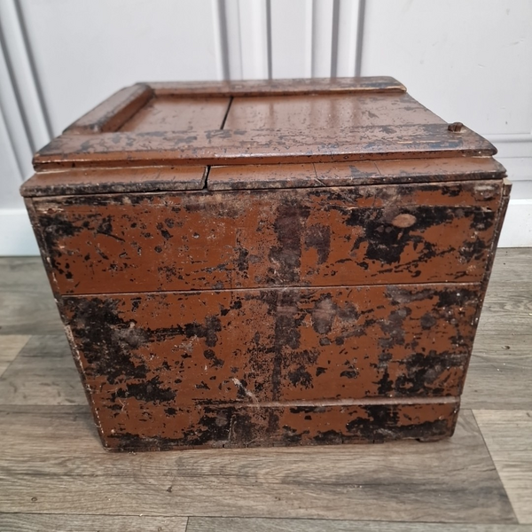 Retro Vintage Wooden Trunk Tool Crate Storage Box Chest Rustic Display Upcycle photo for sale