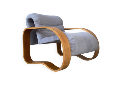 Midcentury Modern Curvy Wavy Lounge Chair By Jan Bocan, Czech 1970s