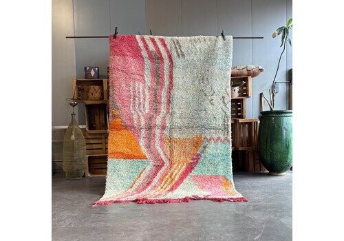 Boho Chic Moroccan Boujaad Wool Rug Colorful Moroccan Berber Carpet Moroccan Interior Rug