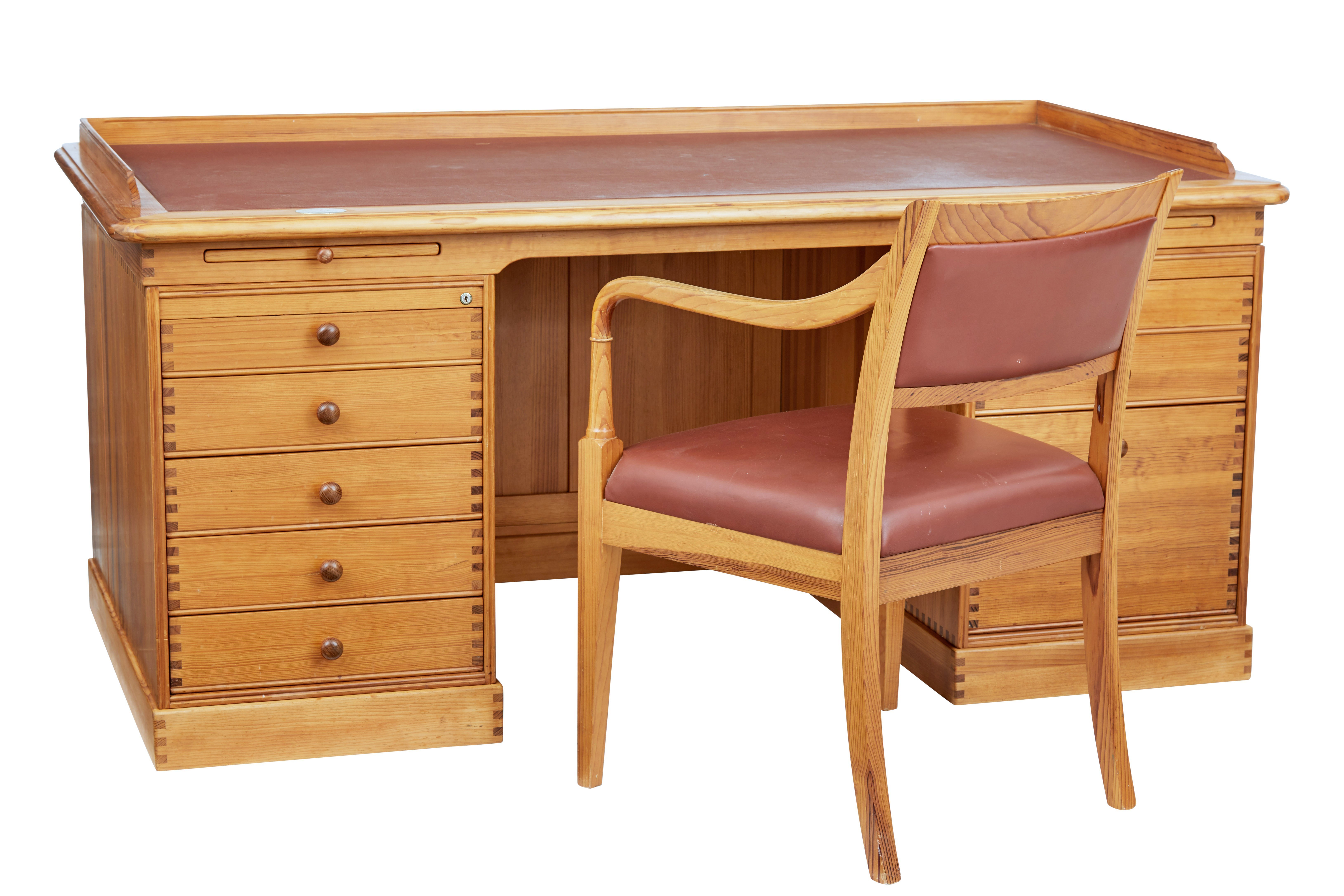 20 Th Century Large Danish Pine Desk And Chair By Finn N Hansen Hadsten Traeindustri Vinterior Co