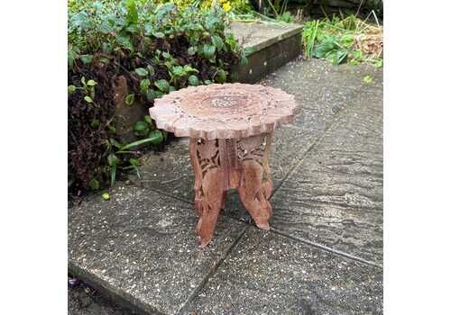 Vintage Carved Wooden Table, Small Vintage Carved Asian Table, Indian Wooden Table Small Table Or Plant Stand, Lamp Table, Display Table