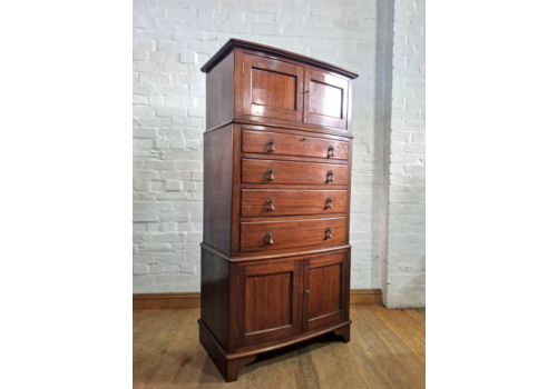 Antique Good Quality Mahogany Tallboy Combination Chest Drawers Side Cabinet
