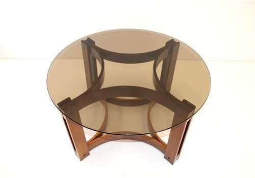 Wooden Coffee Table From Meblo / Meblo Disco Table / Yugoslavia 70s / Vintage Round Coffee Table / Living Room Table / Rare Model