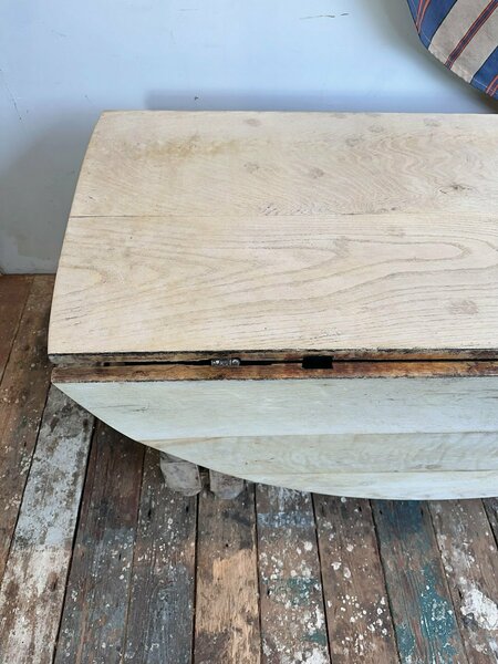 Large Antique Irish Oak Drop Leaf Circular Table W/ Bleached Oak Finish C.1900 photo furniture