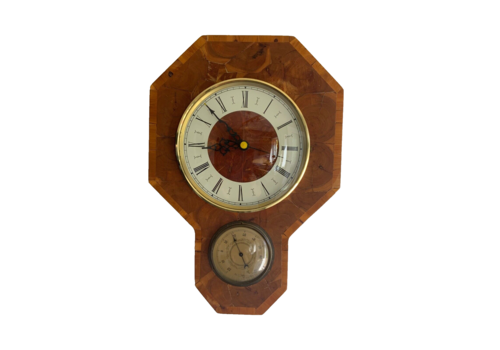 Vintage Art Deco Wall Clock, Octagonal In A Wood Case, Sweden, 1960s