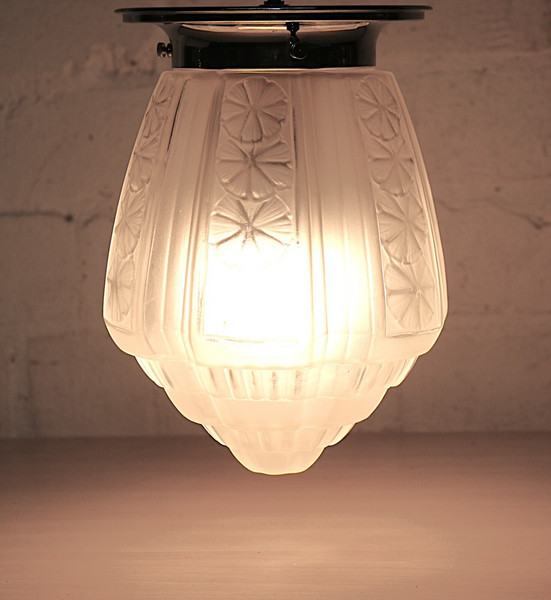 Ceiling Light Art Deco Flush Mounting Frosted Glass Stepped Globe Geometric photo Lighting