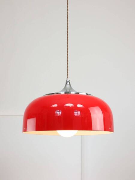 Big Space Age Red Pendant Lamp From Guzzini, 1960s photo furniture