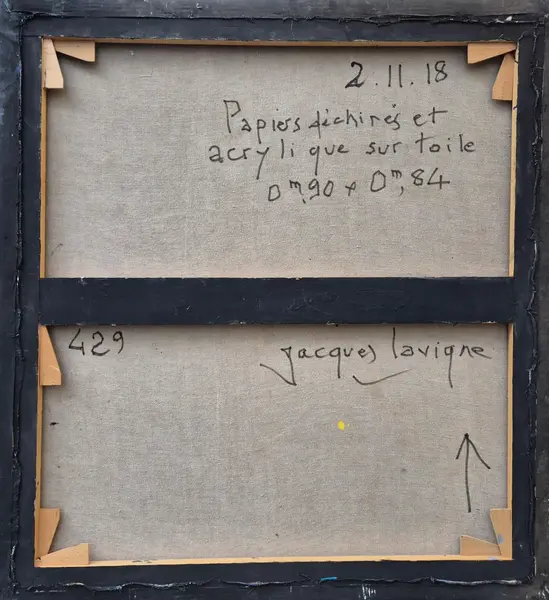 Jacques Lavigne, Untitled, Torn Paper And Acrylic On Canvas, 2018 photo furniture