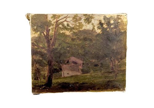 Oil On Canvas Countryside Landscape