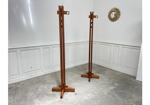 Pair Solid Elm Coat Rack, 1970s, Vintage