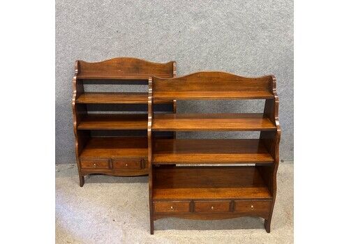 Pair Of Mahogany Waterfall Open Bookcases
