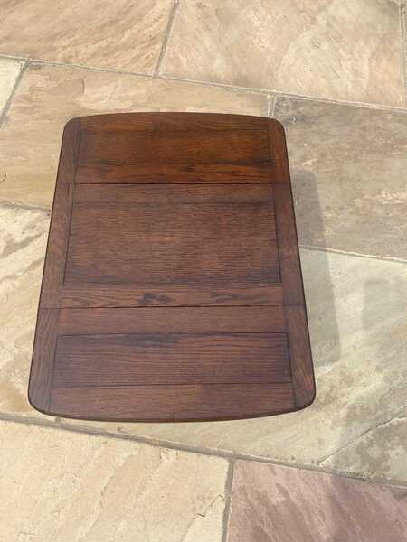 Vintage Solid Oak Folding Drop Leaf Table Antique Drop Leaf Occasional Side Table photo furniture