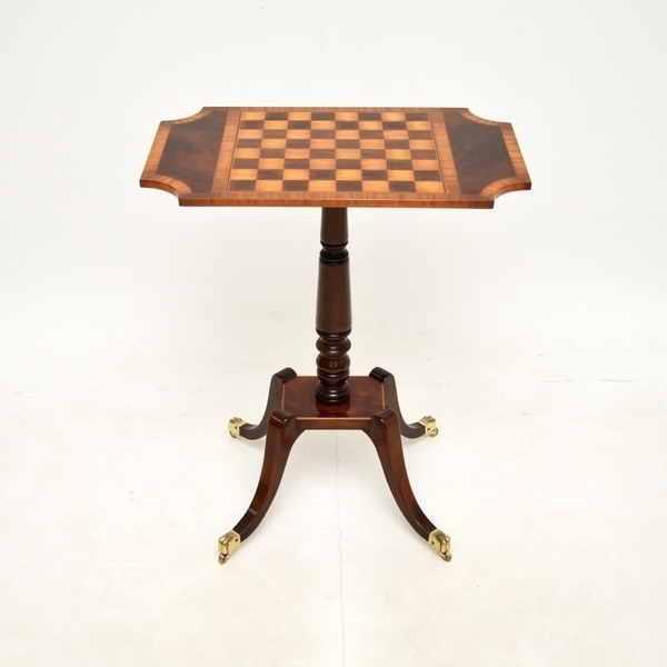 Antique Regency Style Inlaid Mahogany Chess Table photo furniture